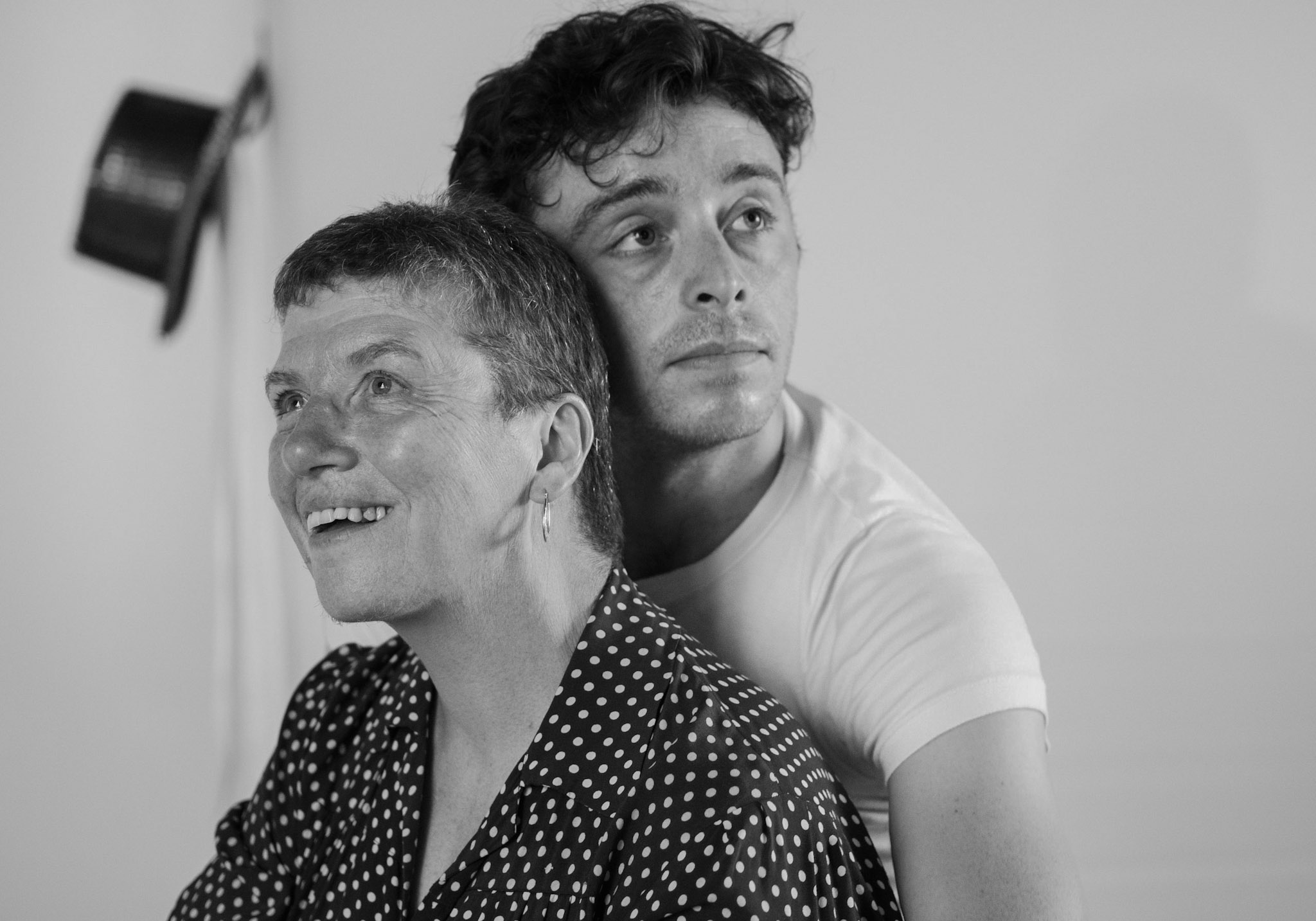 Black and white photo of Jackie Ryan dancing with Daniel Hay Gordon